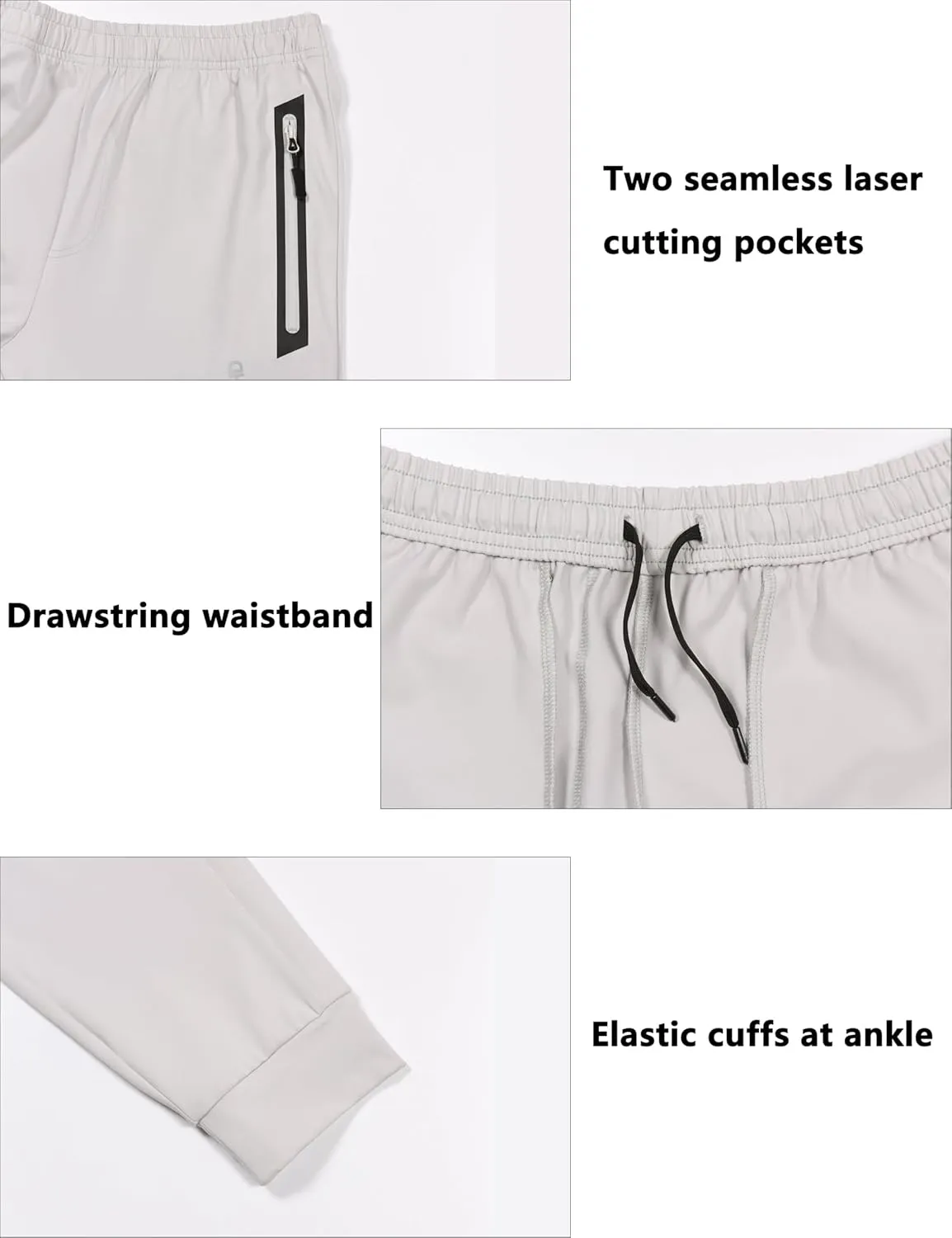 Little Donkey Andy Men's Lightweight Tapered Joggers, Quick-Dry Stretch Athletic Track Pants for Running, Gym, and Training