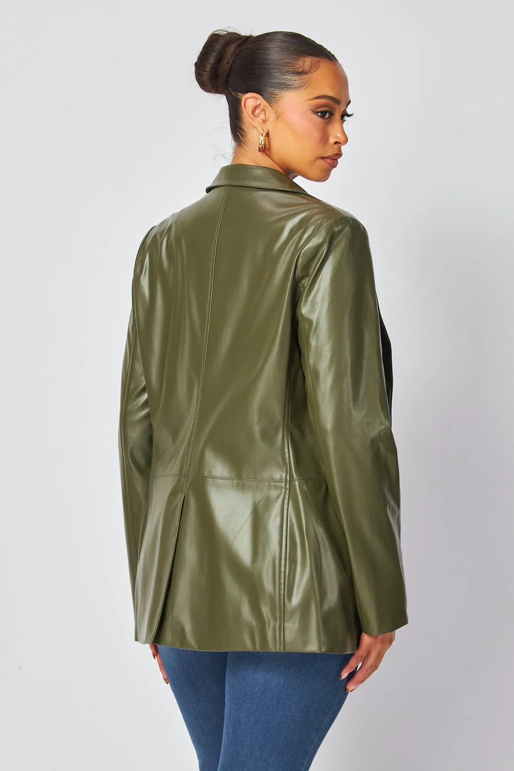 Martina Faux Leather PU Blazer Jacket