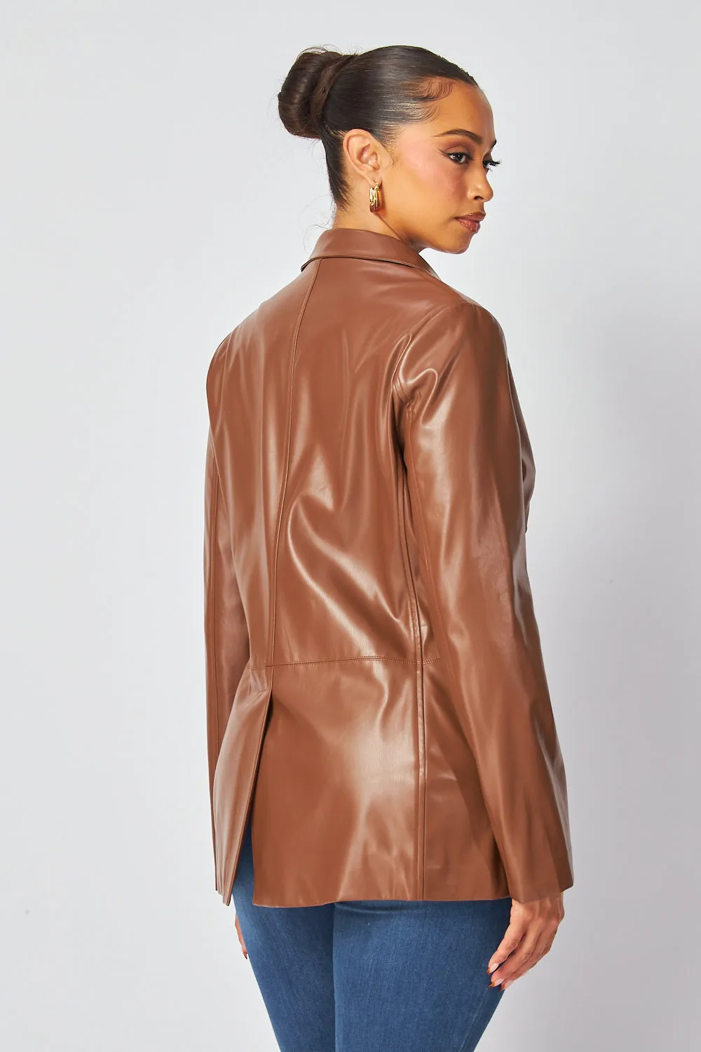 Martina Faux Leather PU Blazer Jacket
