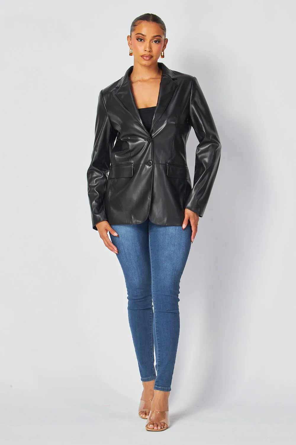 Martina Faux Leather PU Blazer Jacket