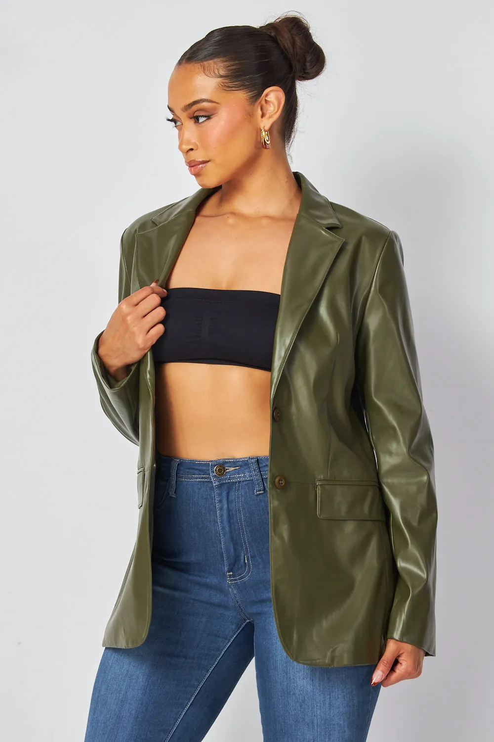 Martina Faux Leather PU Blazer Jacket
