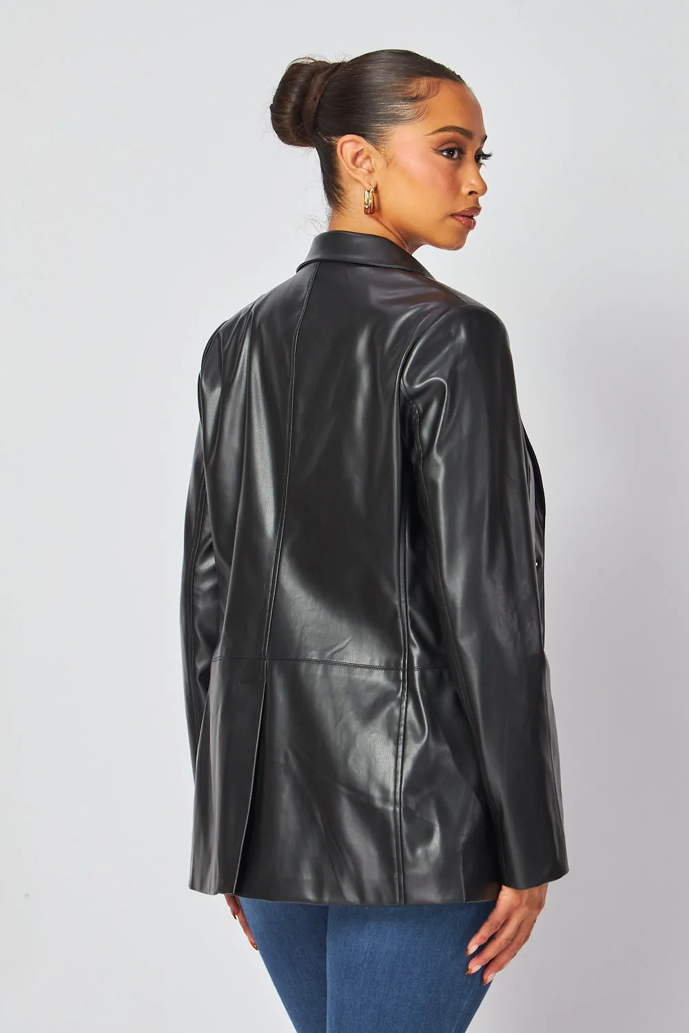 Martina Faux Leather PU Blazer Jacket