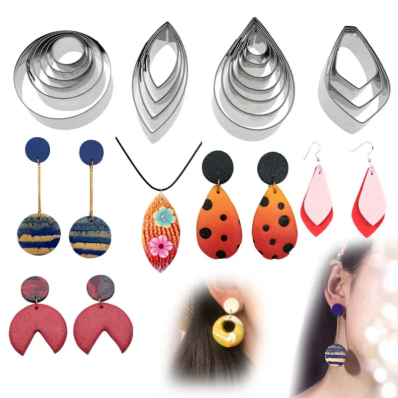 Polymer Clay Earring DIY Jewellery Making Kit Stainless Steel Cutters Moulds Tools Findings