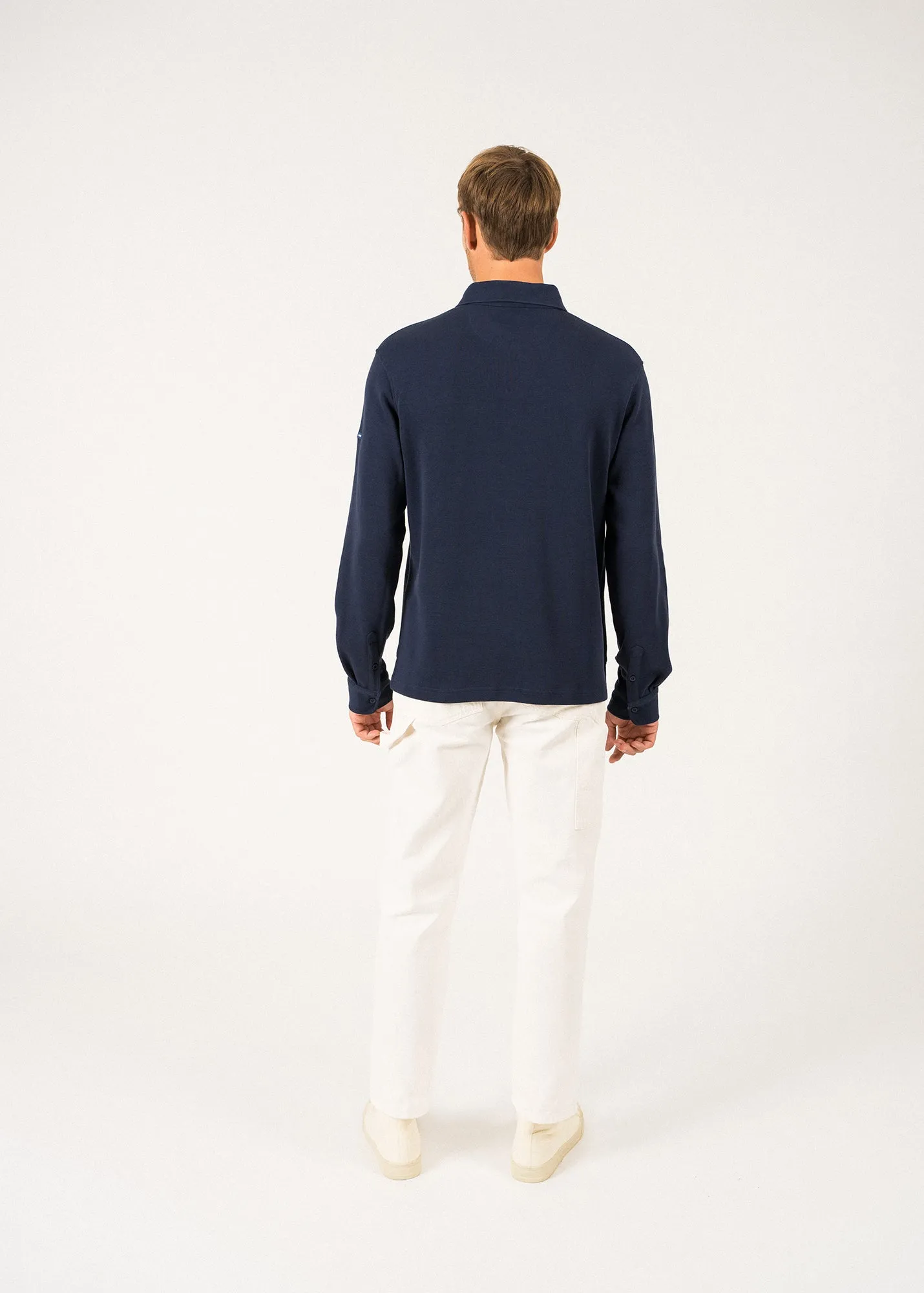 Prosper Long-sleeved Polo Shirt - in cotton, with SAINT JAMES badge (AMIRAL)