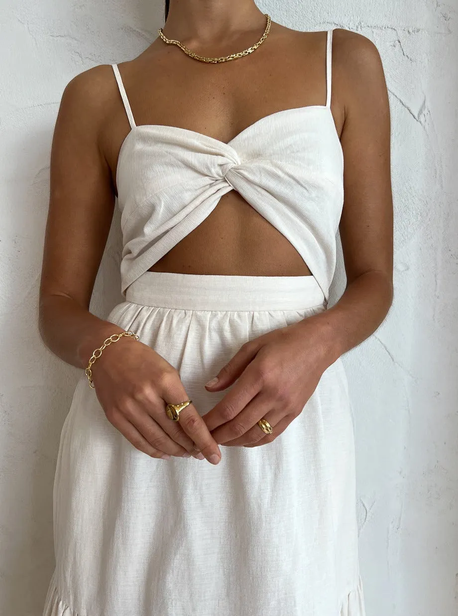 Shona Joy Cecilia Twist Bodice Midi Dress in Cream