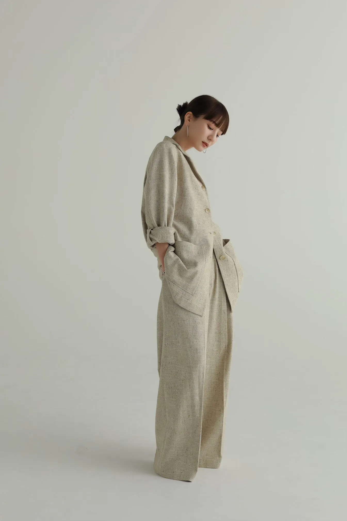 slub tweed wide pants