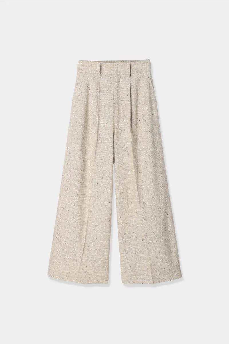 slub tweed wide pants