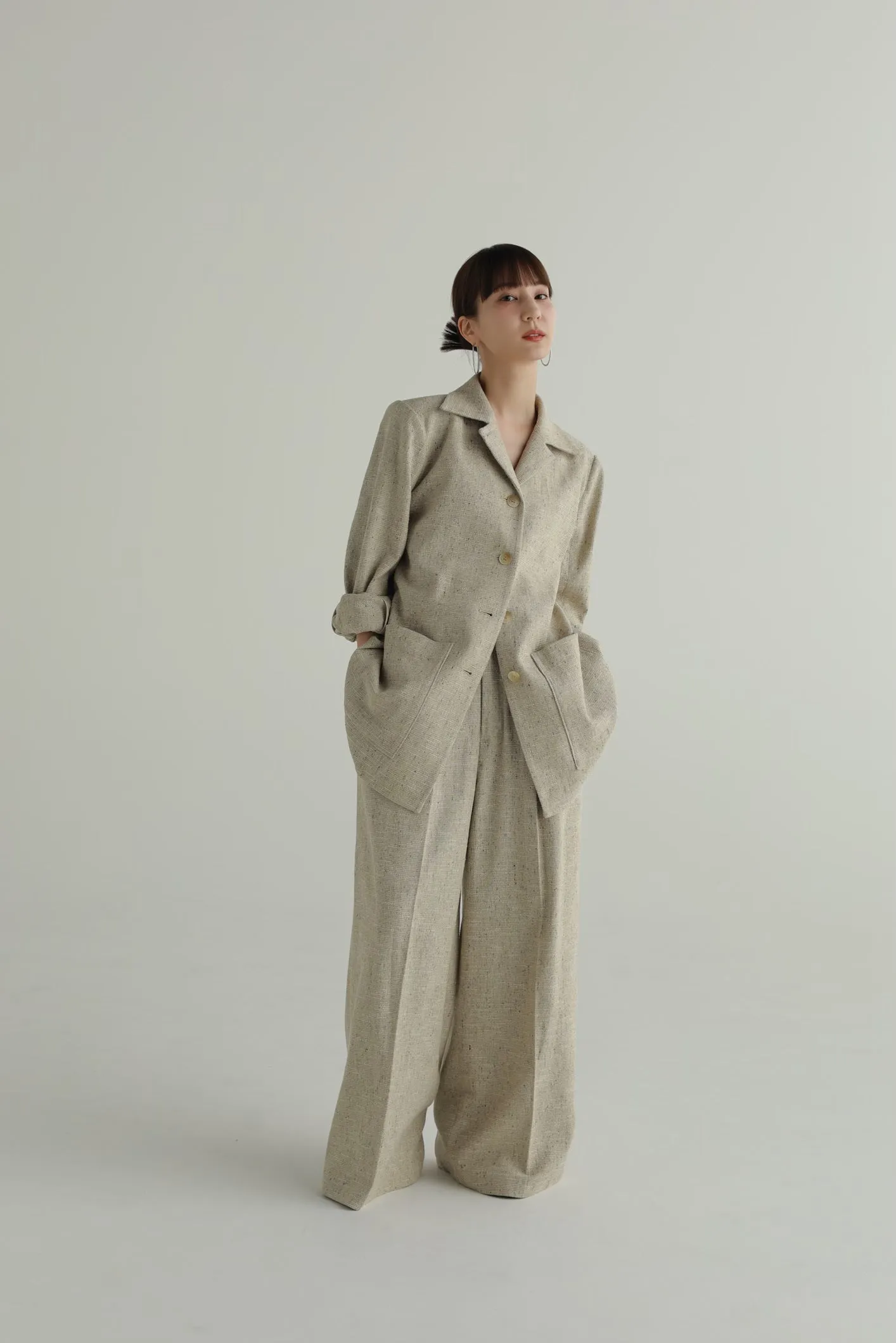 slub tweed wide pants
