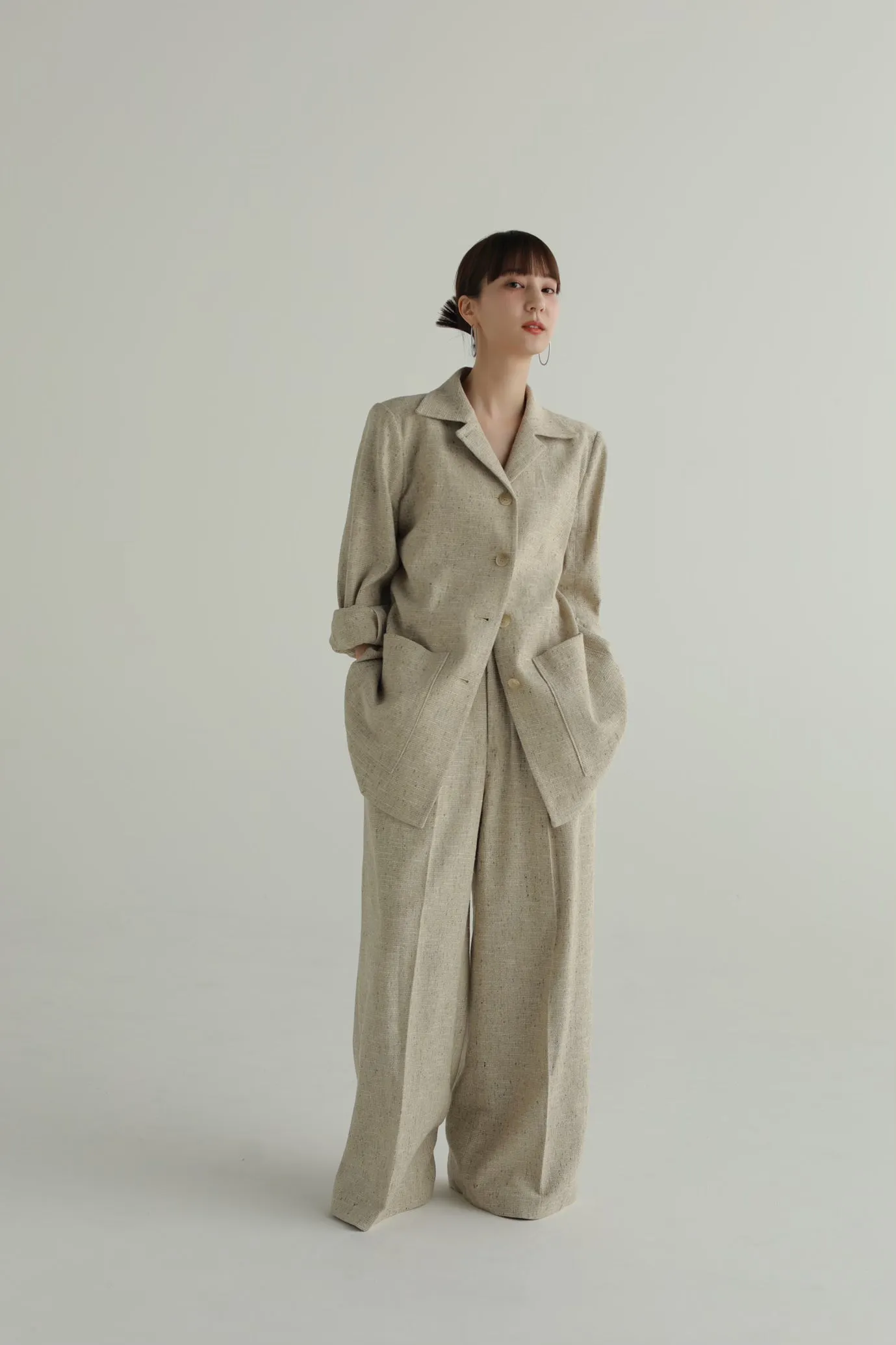 slub tweed wide pants