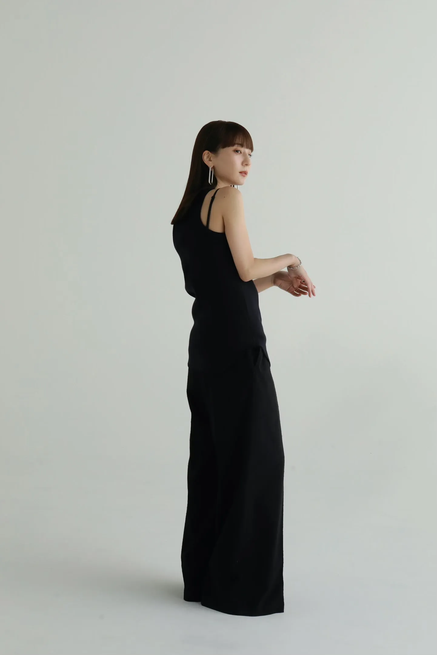 slub tweed wide pants
