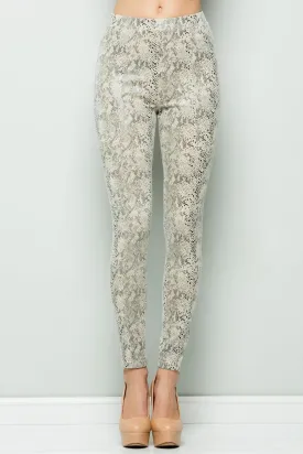 Snake Skin Leggings, Off White