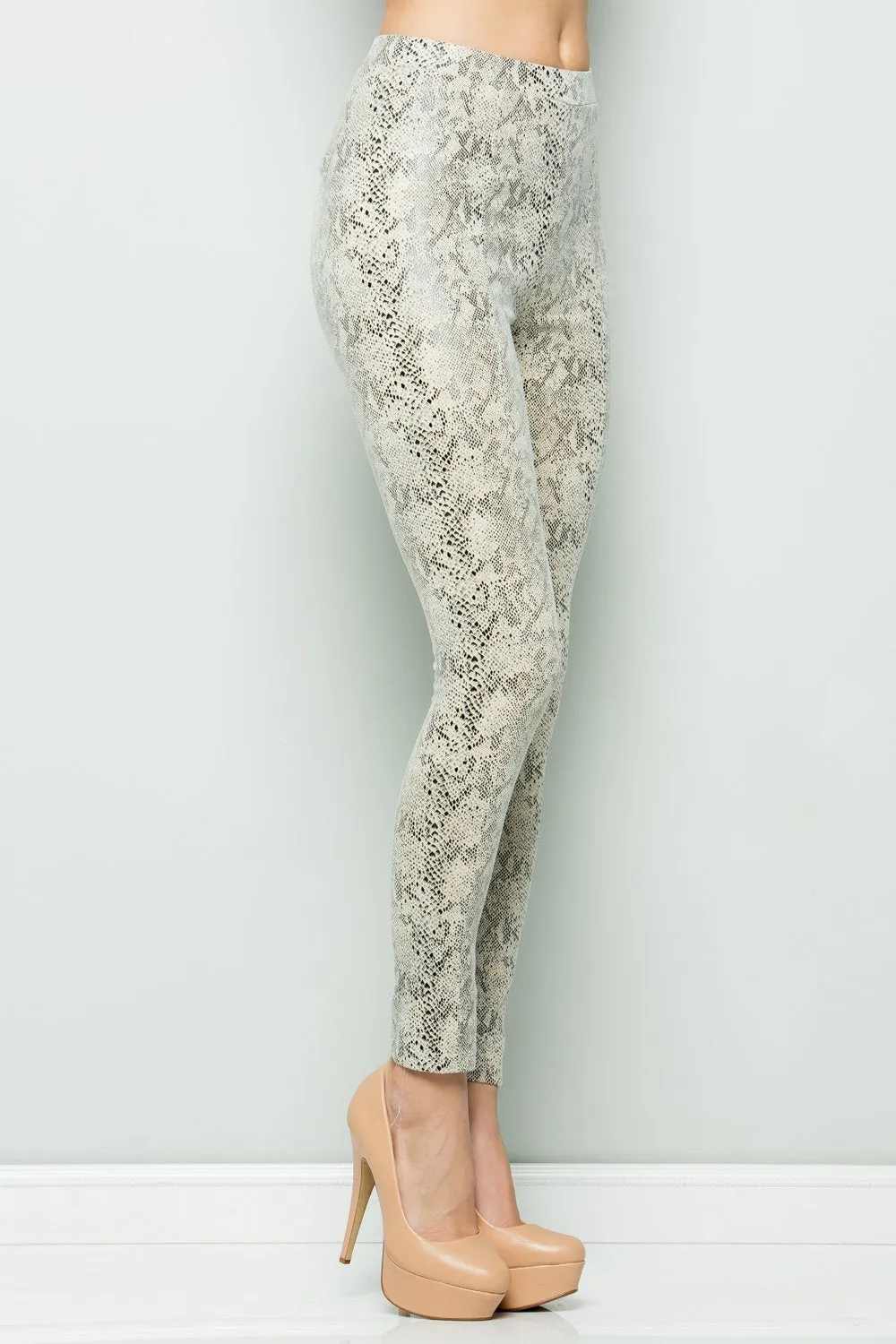 Snake Skin Leggings, Off White