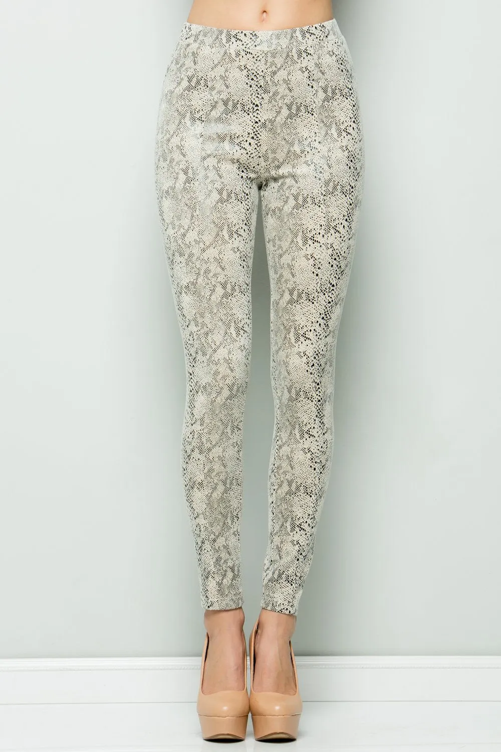 Snake Skin Leggings, Off White