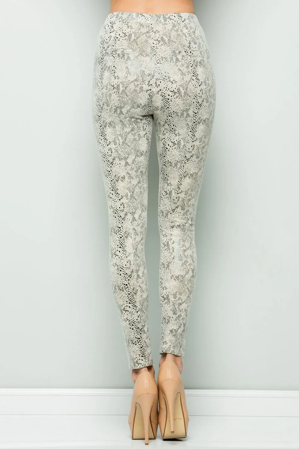 Snake Skin Leggings, Off White