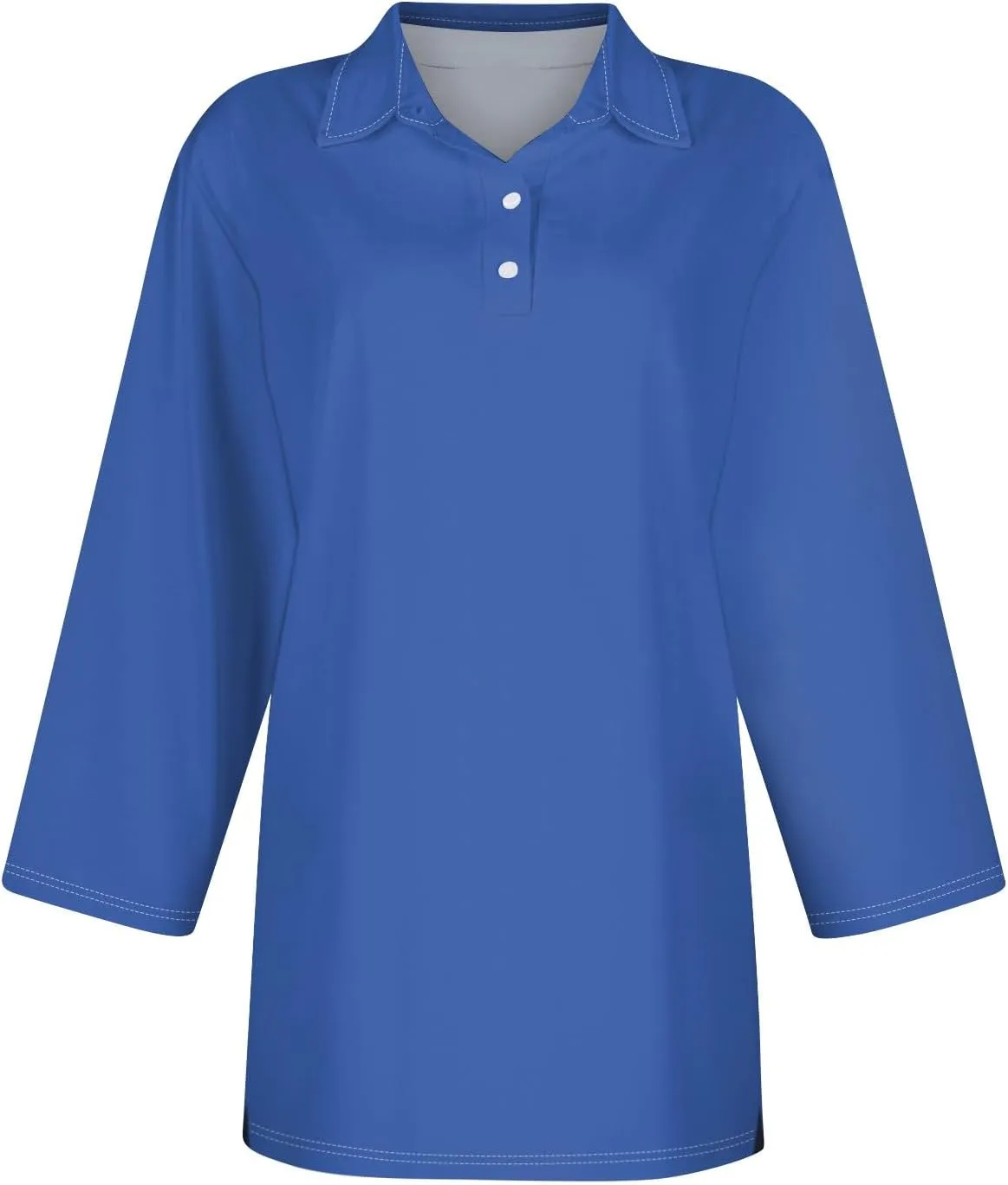Striped Button Down Shirt Women,3/4 Sleeve Tops V Neck Work Polo Blouses Dressy Casual Collared Elbow Sleeve Tunic