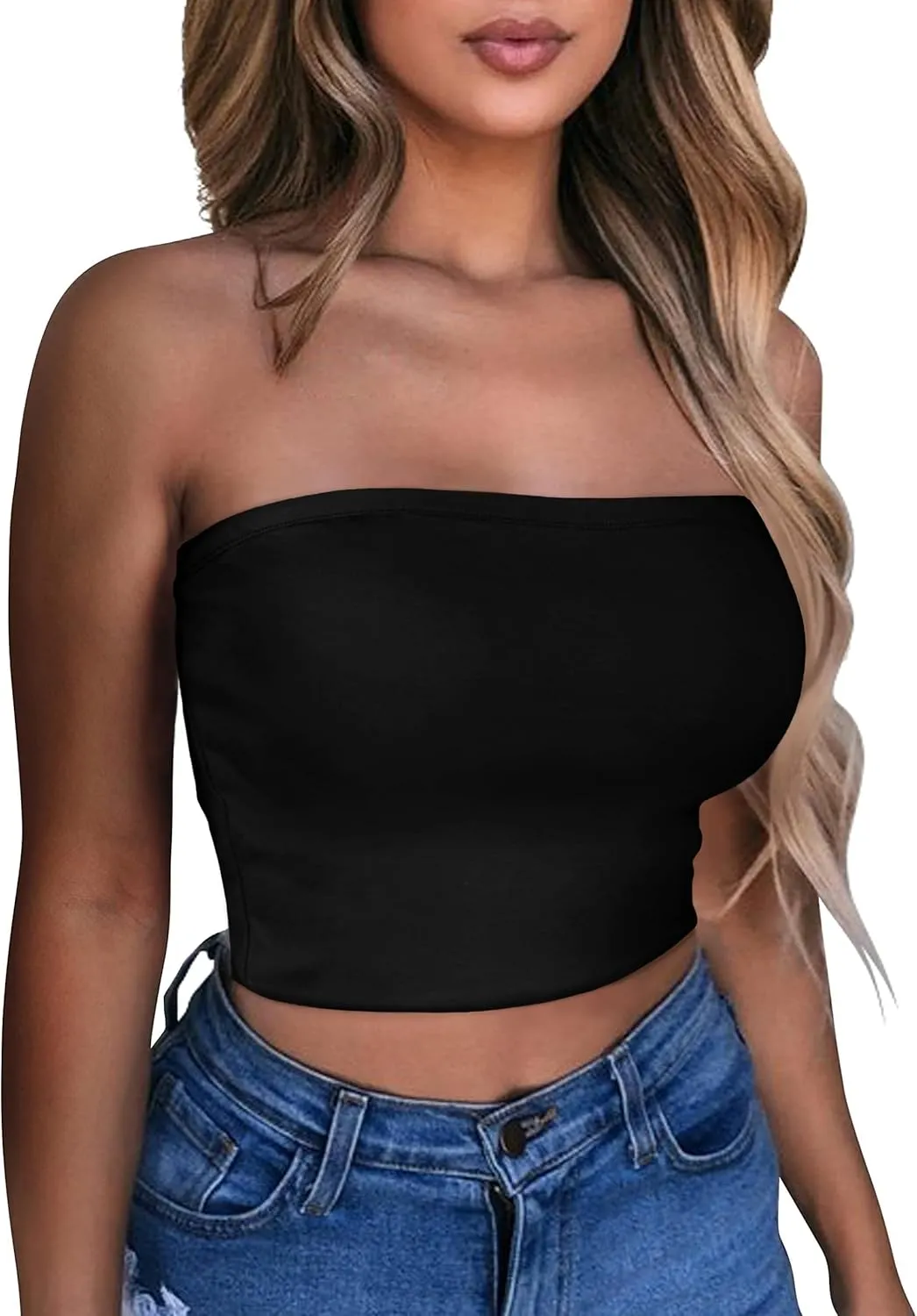 Summer Tube Tops Basic Crop Tops for Women Strapless Tank Casual Tunics Sexy Short Shirts
