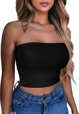 Summer Tube Tops Basic Crop Tops for Women Strapless Tank Casual Tunics Sexy Short Shirts