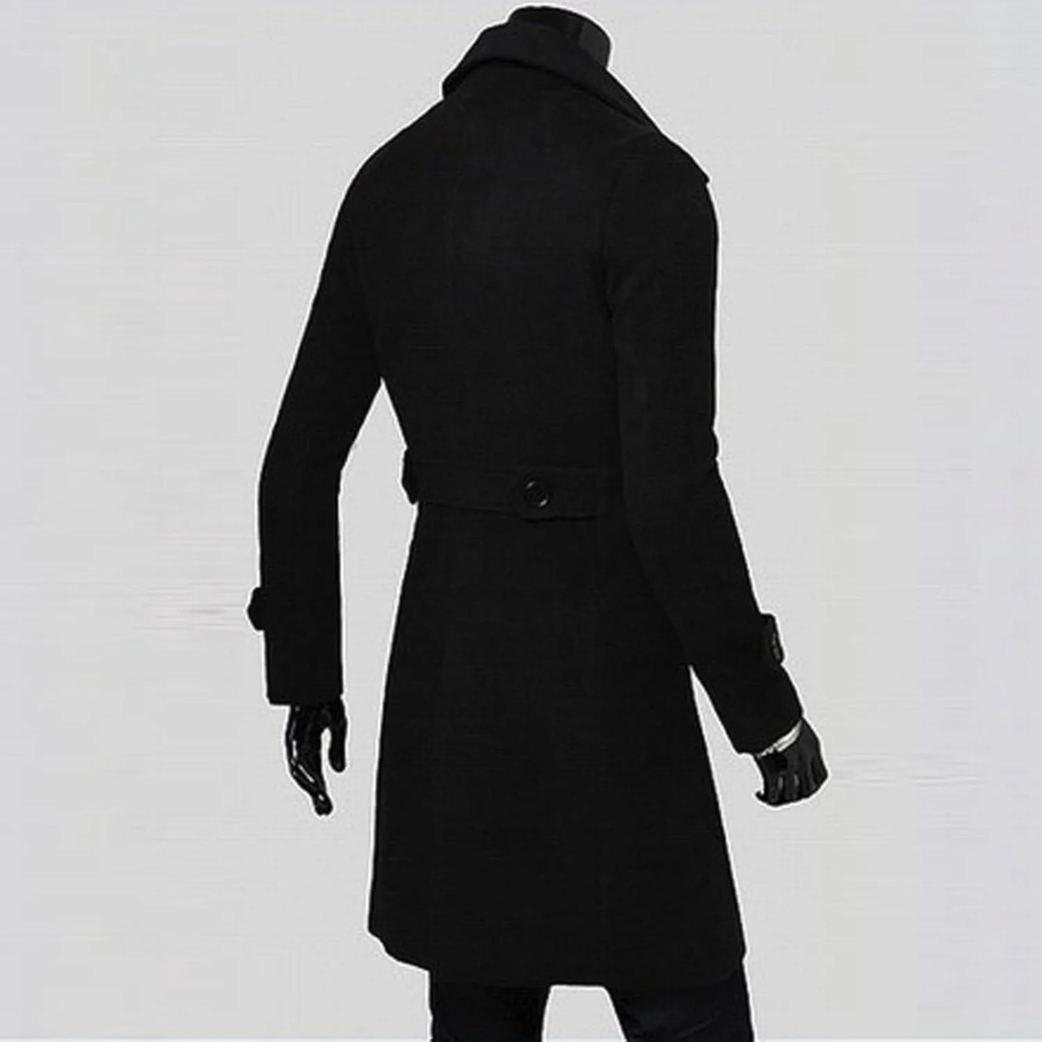 Trench Coats Men Winter,Wool Blend Slim Fit Lapel Double Breasted Pea Coat Classic Business Full Length Windbreaker
