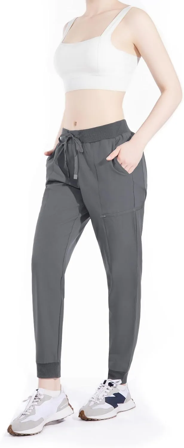 Ubon Joggers Pants for Women Lightweight Waterproof Women's Cargo Hiking Pants Lounge Workout Scrub Pants with 6 Pockets