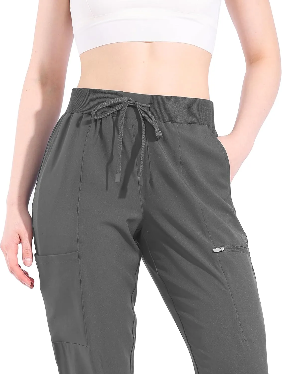Ubon Joggers Pants for Women Lightweight Waterproof Women's Cargo Hiking Pants Lounge Workout Scrub Pants with 6 Pockets