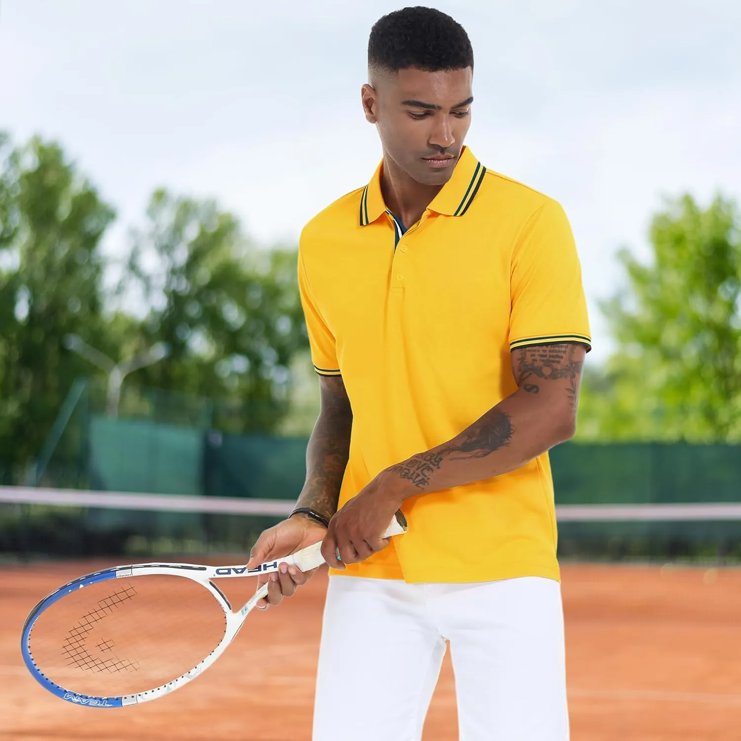 V VALANCH Mens Golf Polo Shirts Short Sleeve Moisture Wicking Golf Polo Shirts Collared Athletic Tennis Shirt