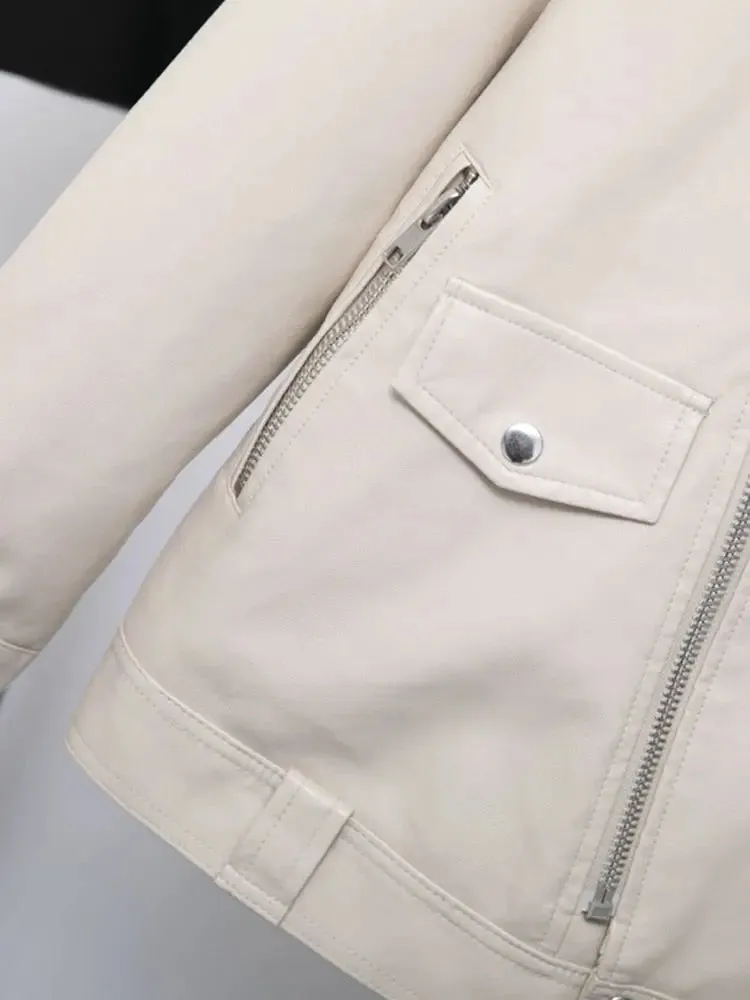 Women Faux Leather Short Jacket