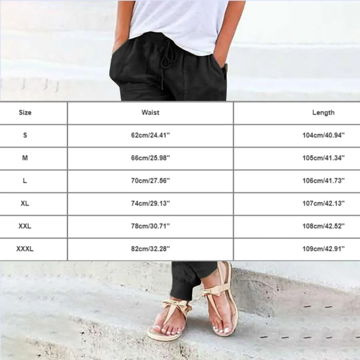 Womens Linen Jogger Pants Summer Casual Tapered Leg Pant Lightweight Elastic Waist Joggers Comfy Lounge Trousers
