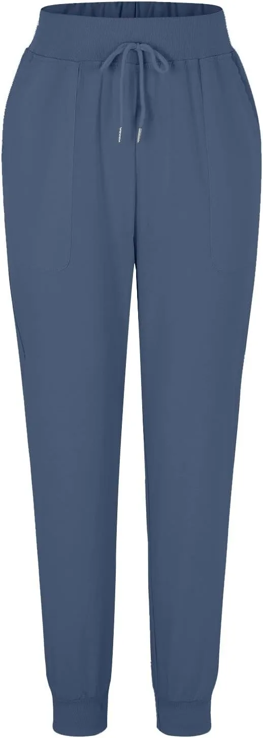 Womens Linen Jogger Pants Summer Casual Tapered Leg Pant Lightweight Elastic Waist Joggers Comfy Lounge Trousers